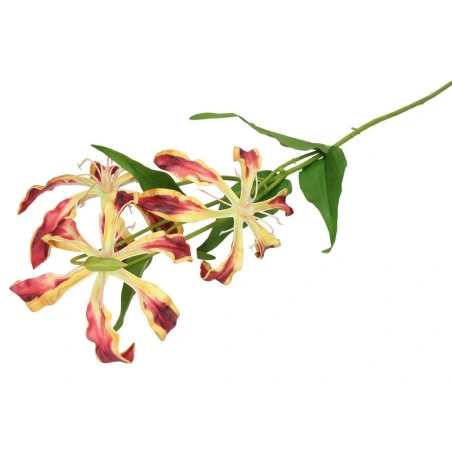 Artificial Gloriosa Stem, 74 cm, Yellow-Pink