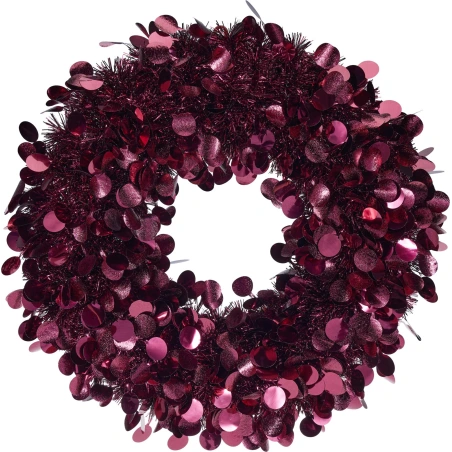 Spīdīgs vainags, 46 cm, bordo krāsā