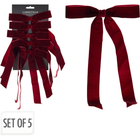 Kaspinų rinkinys, 29 cm, tamsiai vyšninės (burgundy) spalvos, 1 pak. – 5 vnt.