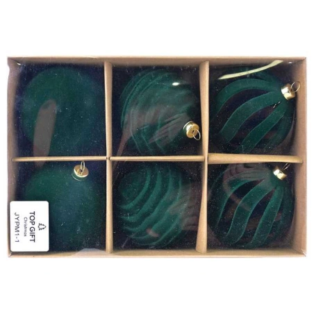 Plastic Baubles, 8 cm, Green, 1 Pack – 6 pcs.