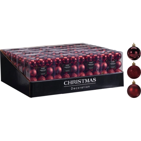 Eglės žaisliukai, Ø 30 mm, tamsiai vyšninės (burgundy) spalvos, 1 pak. - 24 vnt.
