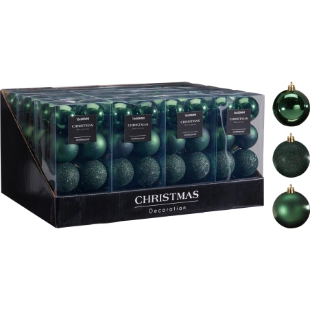 Christmas Tree Ornaments, Ø 50 mm, Green, 1 Pack - 16 pcs.