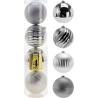 Christmas Tree Ornaments, Ø 15 cm, Silver, 1 Set - 4 pcs.