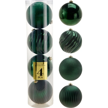 Christmas Tree Ornaments, Ø 15 cm, Green, 1 Set - 4 pcs.