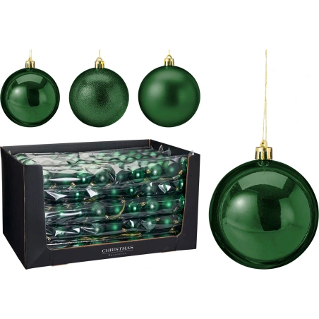 Christmas Tree Ornaments, Ø 60 mm, Green, 1 Pack - 9 pcs.
