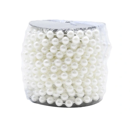 Beaded Garland, Ø 8 mm × 10 m, Perl White