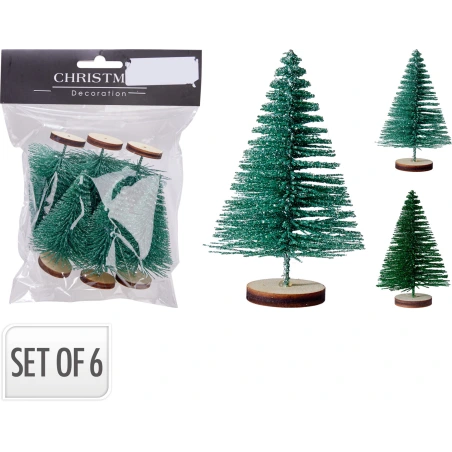 English: Christmas Trees, 8 cm, 1 pack - 6 pcs