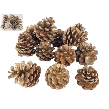 Pine Cones, 5-7 cm, Gold, 1 pack - 12 pcs