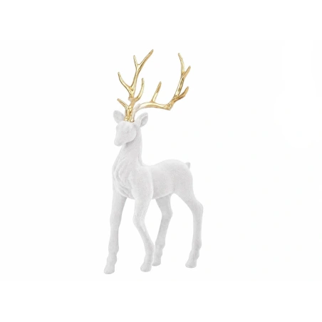 Flocked Reindeer, 33 cm, White
