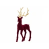 Flocked Reindeer, 33 cm, Burgundy