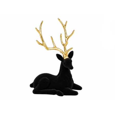 Flocked Reindeer, 20×15 cm, Black