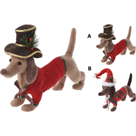 Christmas Dog with Hat, 27 cm