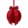 Kalėdinė dekoracija - bumbulas su kaspinu, Ø 30 cm, tamsiai vyšninės (burgundy) spalvos