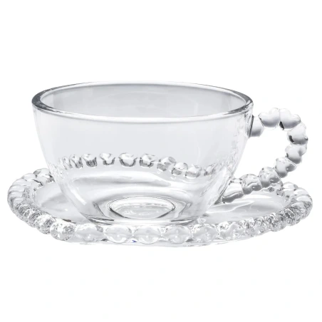 Glass Cup, 200 ml, with Saucer, in a Box