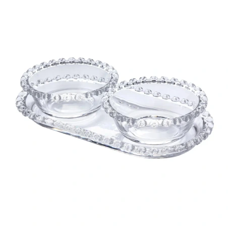 Rinkinys „Love“, 1 pak. - 3 vnt. - padėklas - 25×13×2,3 c, dubenėliai - 160 ml, 11,5×4,5 cm
