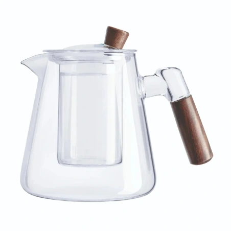 Stikla tējkanna ar sietiņu un koka rokturi, 750 ml