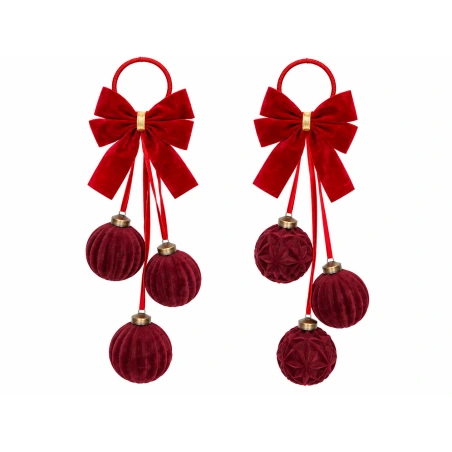 Flocked Christmas Ornament, 8×40 cm, Red