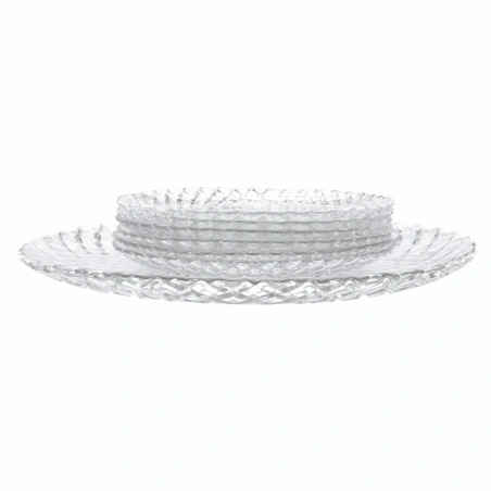 Glass cake plates, 1 set - 7 pcs. - Ø 15 cm and Ø 15.5 cm