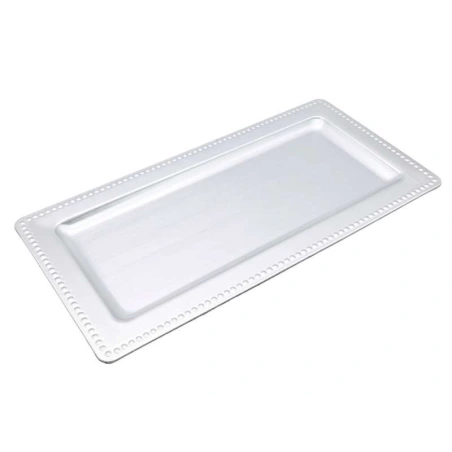 Dekoratīva plastmasas paplāte, 36 × 17 × 3 cm, sudraba krāsā