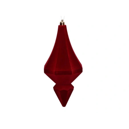 Flokēts plastmasas Ziemassvētku rotājums, 21 cm, tumši sarkanā krāsā