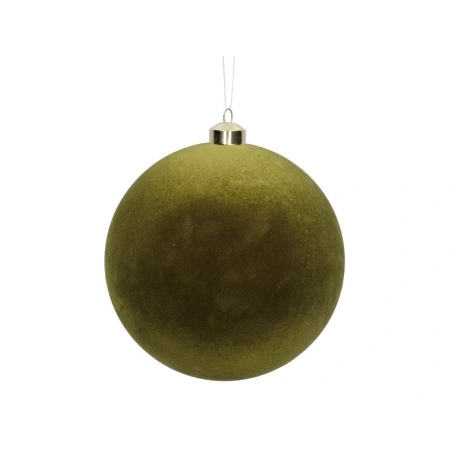 Flocked Plastic Christmas Ornament, 15 cm, Olive Green
