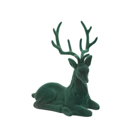 Flocked Deer, 23 cm, Green