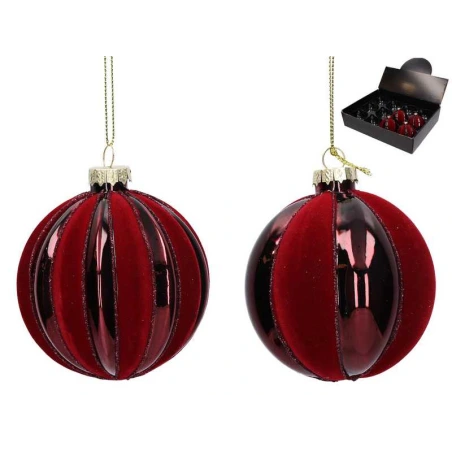 Glass Christmas Ornament, Ø 8 cm, Dark Red