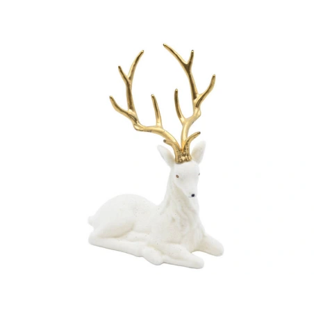 Flokuotas elnias, 20×15 cm, baltos spalvos