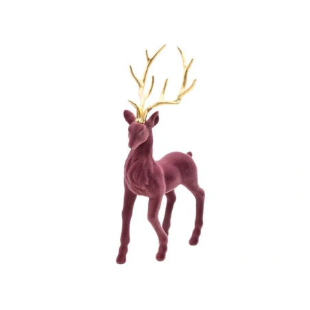 Flocked Deer, 33 cm, Dark Pink