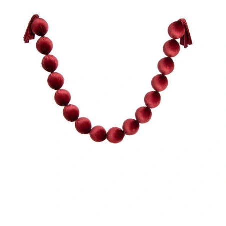 Velvet Garland, 170 cm, Beads – Ø 10 cm, Dark Red