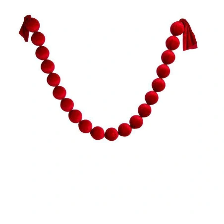 Velvet Garland, 130 cm, Beads – Ø 6 cm, Red