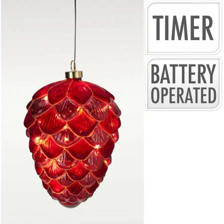 Hanging Decoration – Pine Cone with Flashing LEDs, 22 cm