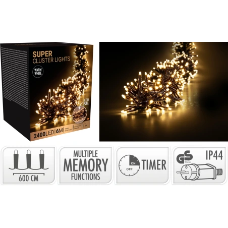 Super Cluster, 2400 LEDs, Warm White Light