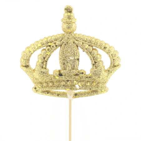 Crown with Glitter, 12 cm, on a 50 cm Stick