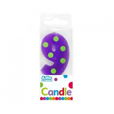 Žvakė "Dots" su skaitmeniu „9“, 6 cm