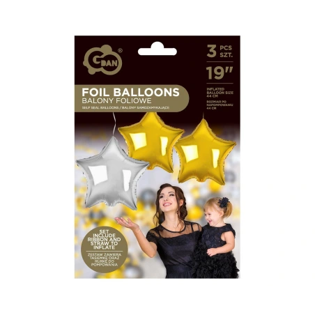 Folinis balionas 19", 48 cm, 1 pak. - 3 vnt.