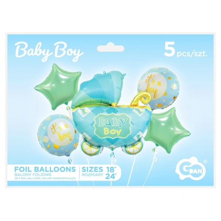 Folinis balionas „Baby Boy“, 1 pak. - 5 vnt.