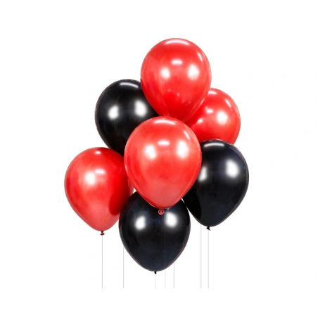 Balloons, 30 cm, black & red, 1 pack. - 7 pcs.