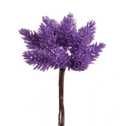 Blizgantys kankorėžiai, violetinės spalvos, 12 cm, 12 vnt.