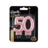 Gimtadienio žvakė „Skaičius 50“, rožinio aukso metalinės spalvos, 8,0 cm