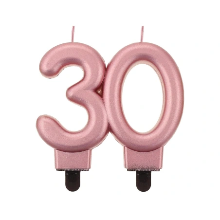 Birthday candle "Number 30", rose gold metallic color, 8.0 cm