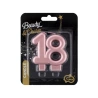 Gimtadienio žvakė „Skaičius 18“, rožinio aukso metalinės spalvos, 8,0 cm