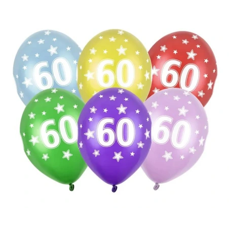 Balionai  „60th Birthday“, 30 cm, 1 pak. - 6 vnt.