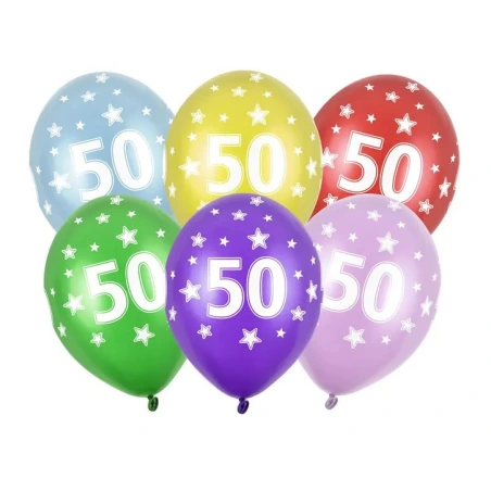 Balionai  „50th Birthday“, 30 cm, 1 pak. - 6 vnt.