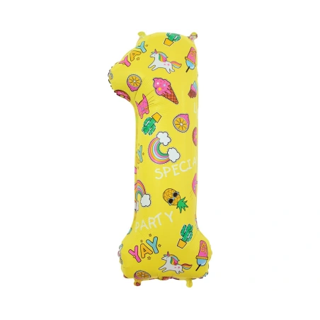 Folinis balionas „Skaičius 1“, su piešiniais, 78 cm