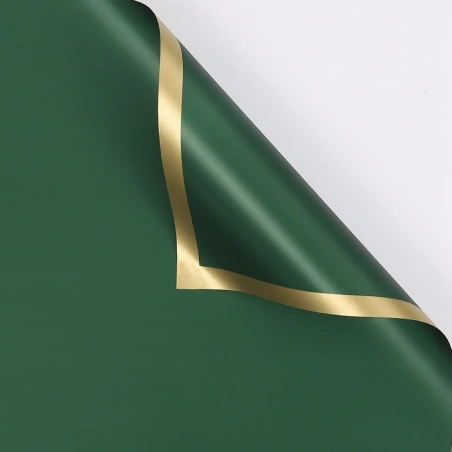 Pakavimo popierius, žalias su aukso spalvos kraštais, 58×58 cm, 1 pak. - 20 lapų