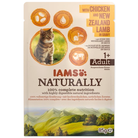 IAMS Naturally  konservuotas ėdalas katėms su vištiena ir ėriena, 85 g