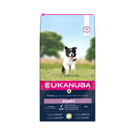 Eukanuba pašaras su ėriena ir ryžiais Puppy S/M šunims su jautria oda ir virškinimo sistema, 2,5 kg